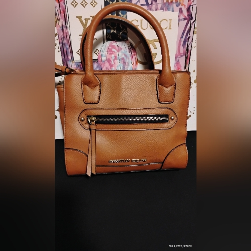 Christian Siriano Brown Leather Satchel - Picture 1 of 5
